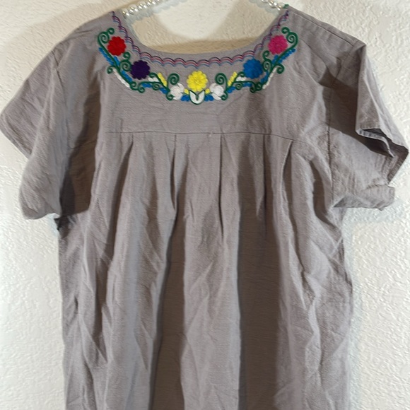 YZXDORWJ Women Mexican Embroidered Floral Dress Short Sleeve Size 2XL - Picture 10 of 15